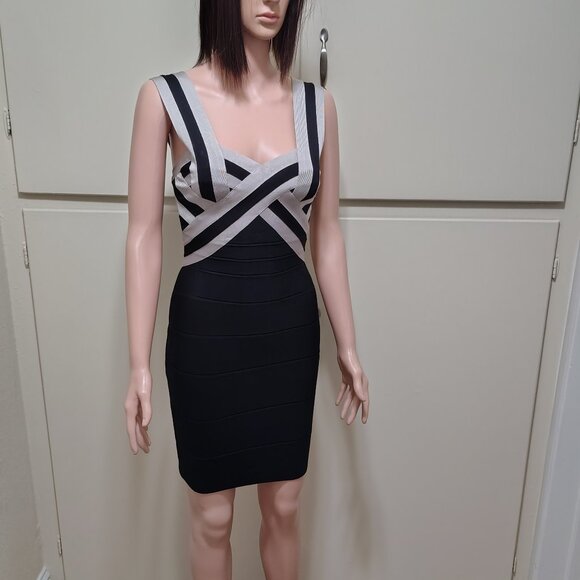 Rachael G Stretch Dress with Thick Straps, Black with Gray - Picture 2 of 12